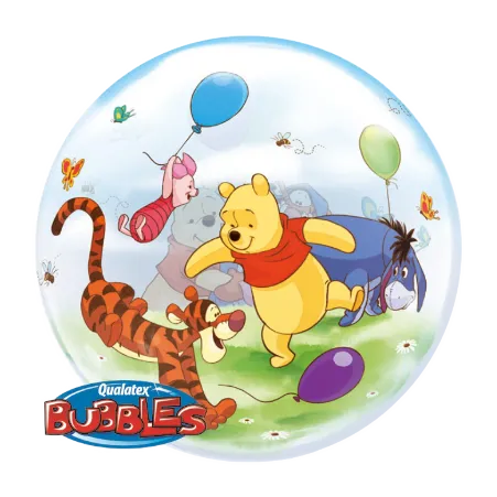 Transparenter Bubbles Ballon mit Winnie Puuh und bunten Ballons