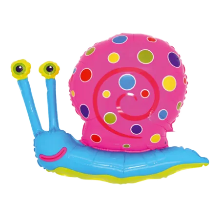 Folienballon in Form einer Schnecke mit buntem Schneckenhaus