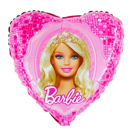 Rosa-pinker Herz-Folienballon mit Barbie-Motiv