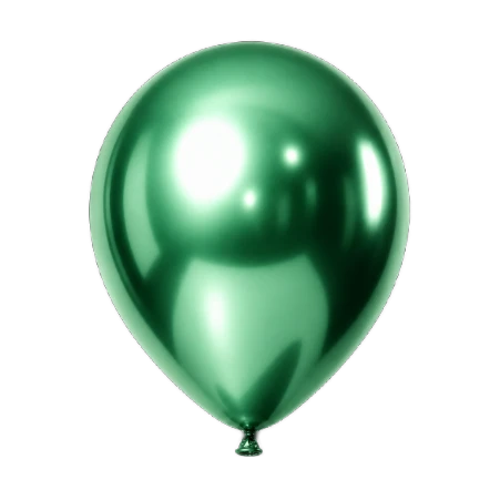 Aurora-grüner Latexballon in Tropfenform mit changierendem Spiegelglanz