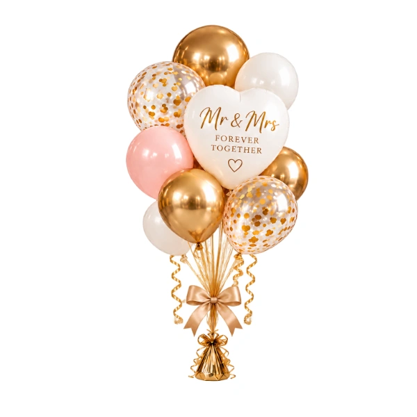 Ballonstrauß Klassisch mit Gewicht – Hochzeit und Liebe